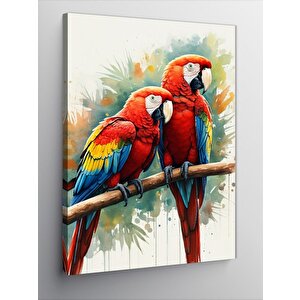 Kanvas Tablo Dalda İki Papağan 100x140 cm