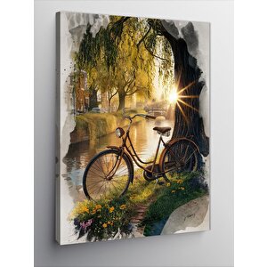 Kanvas Tablo Bisiklet Ve Gün Batımı 100x140 cm