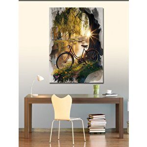 Kanvas Tablo Bisiklet Ve Gün Batımı 100x140 cm
