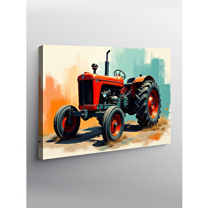 Kanvas Tablo Kırmızı Klasik Traktör İllüstrasyonu 50x70 cm