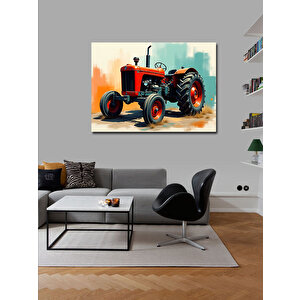 Kanvas Tablo Kırmızı Klasik Traktör İllüstrasyonu 50x70 cm
