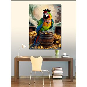Kanvas Tablo Korsan Papağan Ve Hazineler 70x100 cm