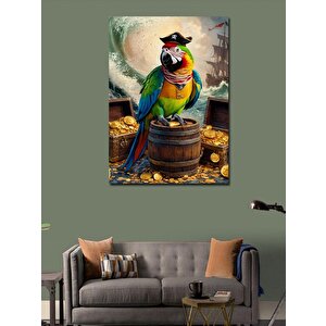 Kanvas Tablo Korsan Papağan Ve Hazineler 70x100 cm