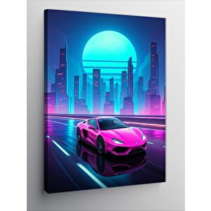 Kanvas Tablo Neon Şehir Manzarası 100x140 cm
