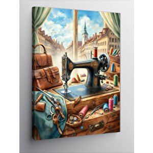 Kanvas Tablo Eski Dikiş Makinesi 100x140 cm