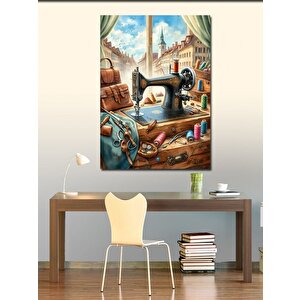 Kanvas Tablo Eski Dikiş Makinesi 100x140 cm