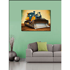 Kanvas Tablo Sarı İş Makinesi Tasarımı 70x100 cm