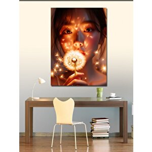 Kanvas Tablo Püf Çiçeği Ve Kadın 70x100 cm