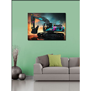 Kanvas Tablo Ekskavatör İş Makinesi 100x140 cm