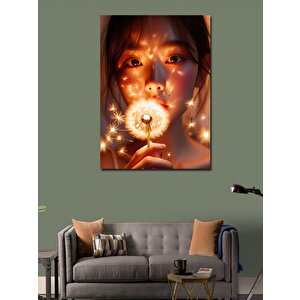 Kanvas Tablo Püf Çiçeği Ve Kadın 100x140 cm