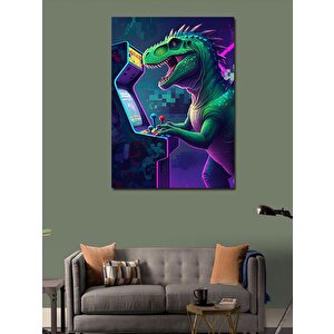Kanvas Tablo Oyun Makinesi Dinozor 100x140 cm
