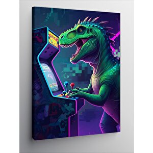 Kanvas Tablo Oyun Makinesi Dinozor 50x70 cm