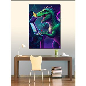 Kanvas Tablo Oyun Makinesi Dinozor 50x70 cm