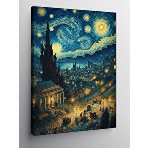 Kanvas Tablo Yıldızlı Gecede Şehir 50x70 cm