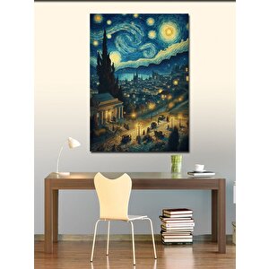 Kanvas Tablo Yıldızlı Gecede Şehir 50x70 cm