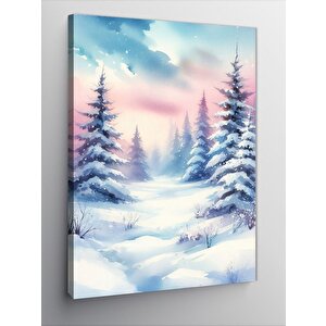 Kanvas Tablo Karlı Orman Manzarası 100x140 cm