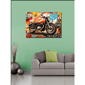 Kanvas Tablo Klasik Motosiklet İllüstrasyonu 100x140 cm