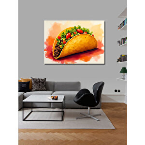 Kanvas Tablo Renkli Taco İllüstrasyonu 70x100 cm