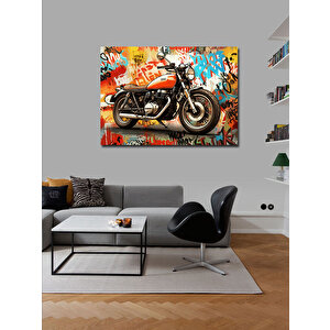 Kanvas Tablo Klasik Motosiklet İllüstrasyonu 70x100 cm