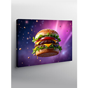 Kanvas Tablo Renkli Burger İllüstrasyonu 70x100 cm