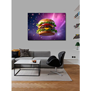 Kanvas Tablo Renkli Burger İllüstrasyonu 70x100 cm