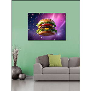 Kanvas Tablo Renkli Burger İllüstrasyonu 70x100 cm