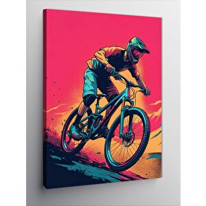 Kanvas Tablo Neon Bisikletçi 70x100 cm