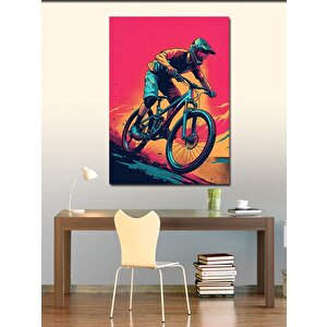 Kanvas Tablo Neon Bisikletçi 70x100 cm