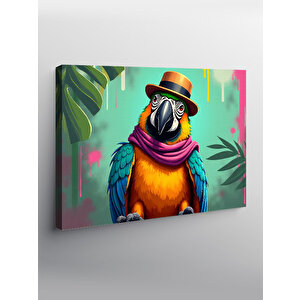 Kanvas Tablo Şapkalı Renkli Papağan 50x70 cm