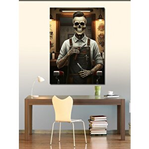 Kanvas Tablo Şık Berber İskelet 70x100 cm