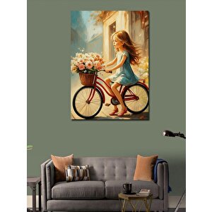 Kanvas Tablo Bisiklet Süren Kız 70x100 cm