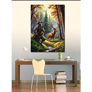 Kanvas Tablo Ormanda Avcı 100x140 cm