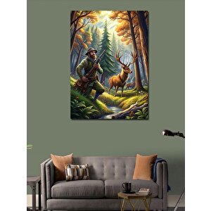 Kanvas Tablo Ormanda Avcı 100x140 cm