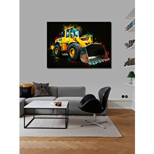 Kanvas Tablo Sarı İş Makinesi Tasarımı 70x100 cm