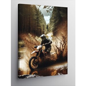 Kanvas Tablo Ormanda Motorcu 70x100 cm