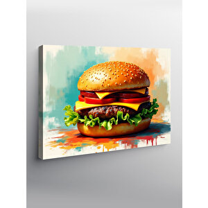 Kanvas Tablo Büyük Burger İllüstrasyonu 100x140 cm