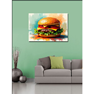 Kanvas Tablo Büyük Burger İllüstrasyonu 100x140 cm