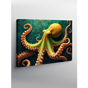 Kanvas Tablo Detaylı Ahtapot İllüstrasyonu 100x140 cm