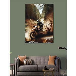 Kanvas Tablo Ormanda Motorcu 100x140 cm