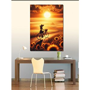 Kanvas Tablo Ayçiçeği Ve Bisiklet 50x70 cm