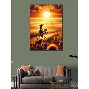 Kanvas Tablo Ayçiçeği Ve Bisiklet 50x70 cm