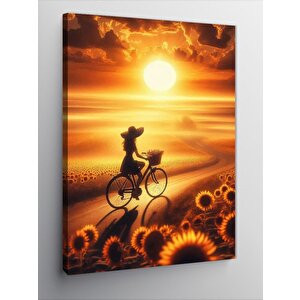 Kanvas Tablo Ayçiçeği Ve Bisiklet 70x100 cm