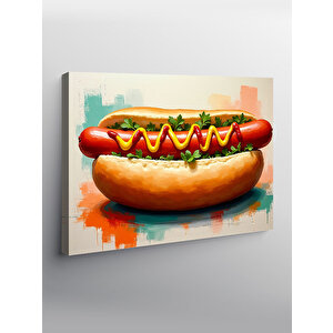 Kanvas Tablo Renkli Hot Dog İllüstrasyonu 70x100 cm
