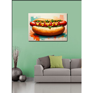 Kanvas Tablo Renkli Hot Dog İllüstrasyonu 70x100 cm