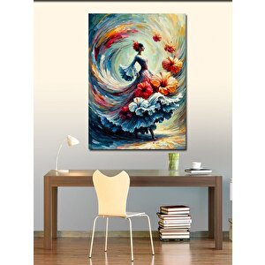 Kanvas Tablo Gelincik Çiçeği Ve Kadın 50x70 cm