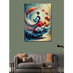 Kanvas Tablo Gelincik Çiçeği Ve Kadın 50x70 cm