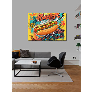 Kanvas Tablo Renkli Sosisli Sandviç Grafiti 50x70 cm