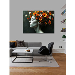 Kanvas Tablo Çiçekli Kadın Portresi 50x70 cm