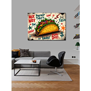 Kanvas Tablo Çizgi Roman Tarzı Taco İllüstrasyonu 50x70 cm
