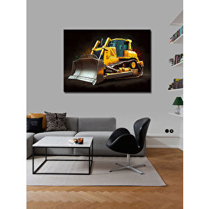 Kanvas Tablo Sarı İş Makinesi Çizimi 50x70 cm